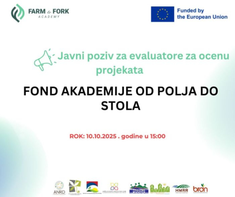 Javni poziv za evaluatore – Akademija „Od polja do stola“